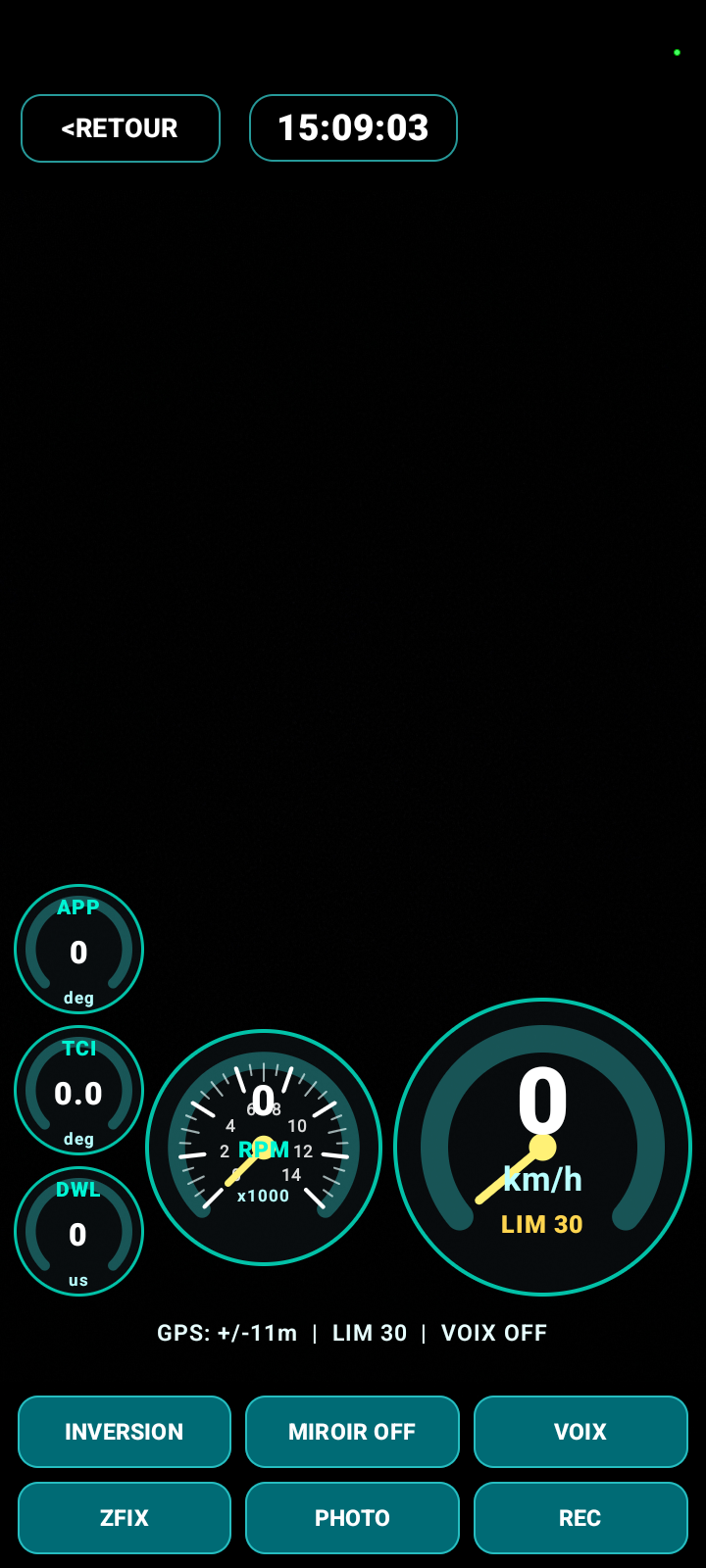 HUD vidéo PAROTSPEED avec compte-tours, vitesse, avance et dwell