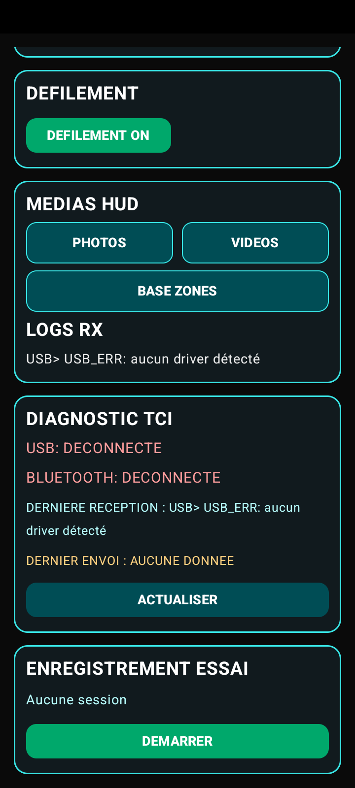 Diagnostic des communications et enregistrement d'essai PAROTSPEED