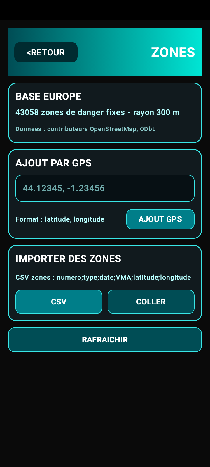 Gestion des zones de danger PAROTSPEED