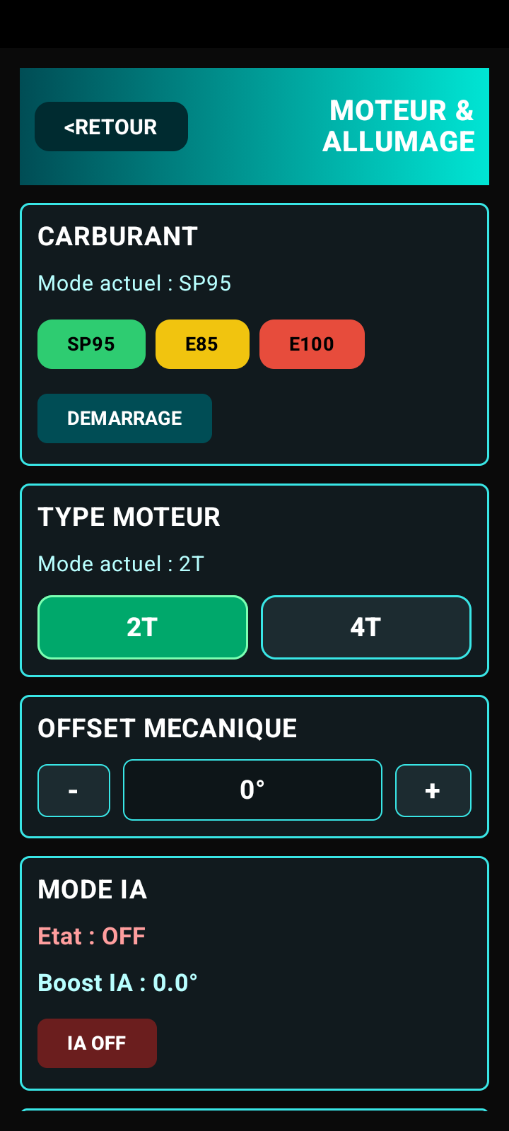 Réglages moteur et allumage de PAROTSPEED